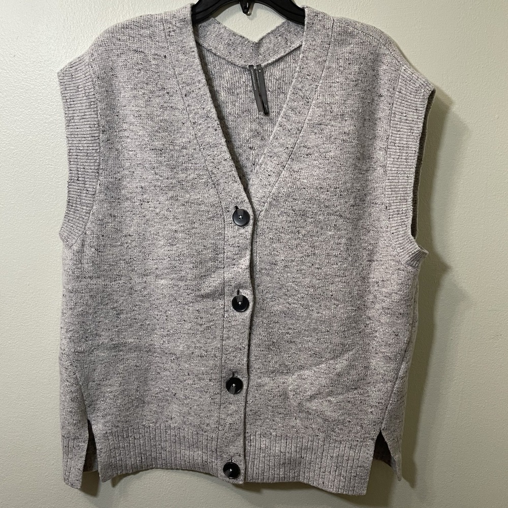 Anthropologie Gray Marled Sweater Vest Women's M Button Front Wool Blend - Picture 8 of 8